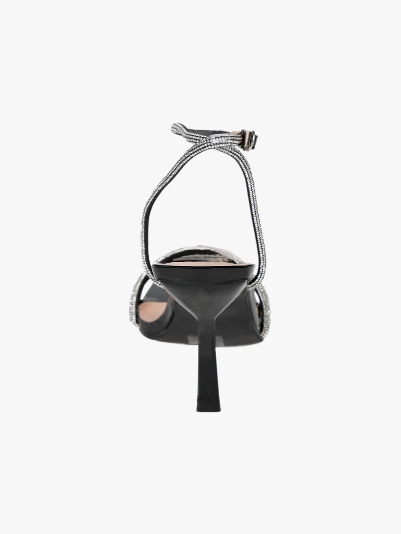 Sandali donna eleganti con strass e tacco a spillo - nero