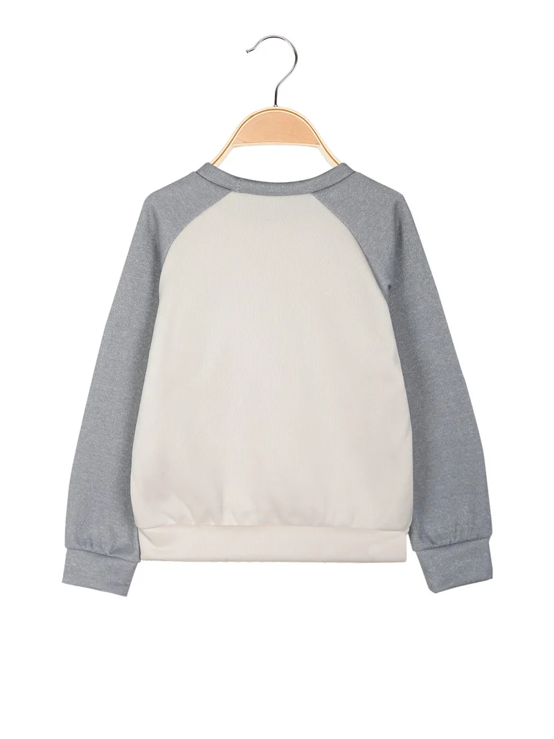 Felpa girocollo da bambina con disegno - grigio