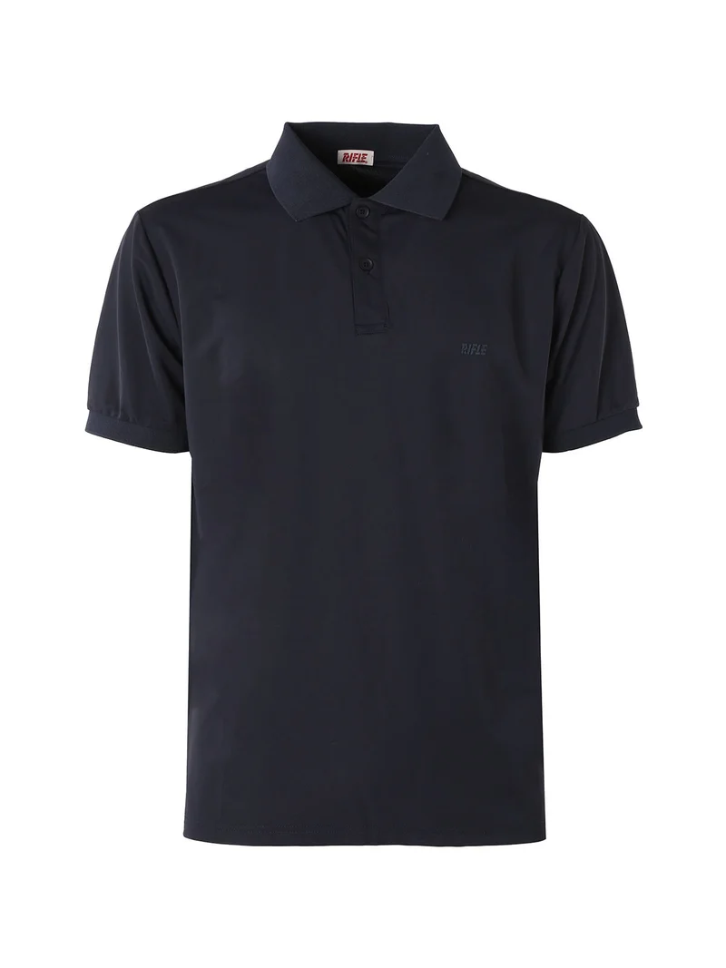 Polo da uomo a maniche corte in tessuto tecnico - blu scuro