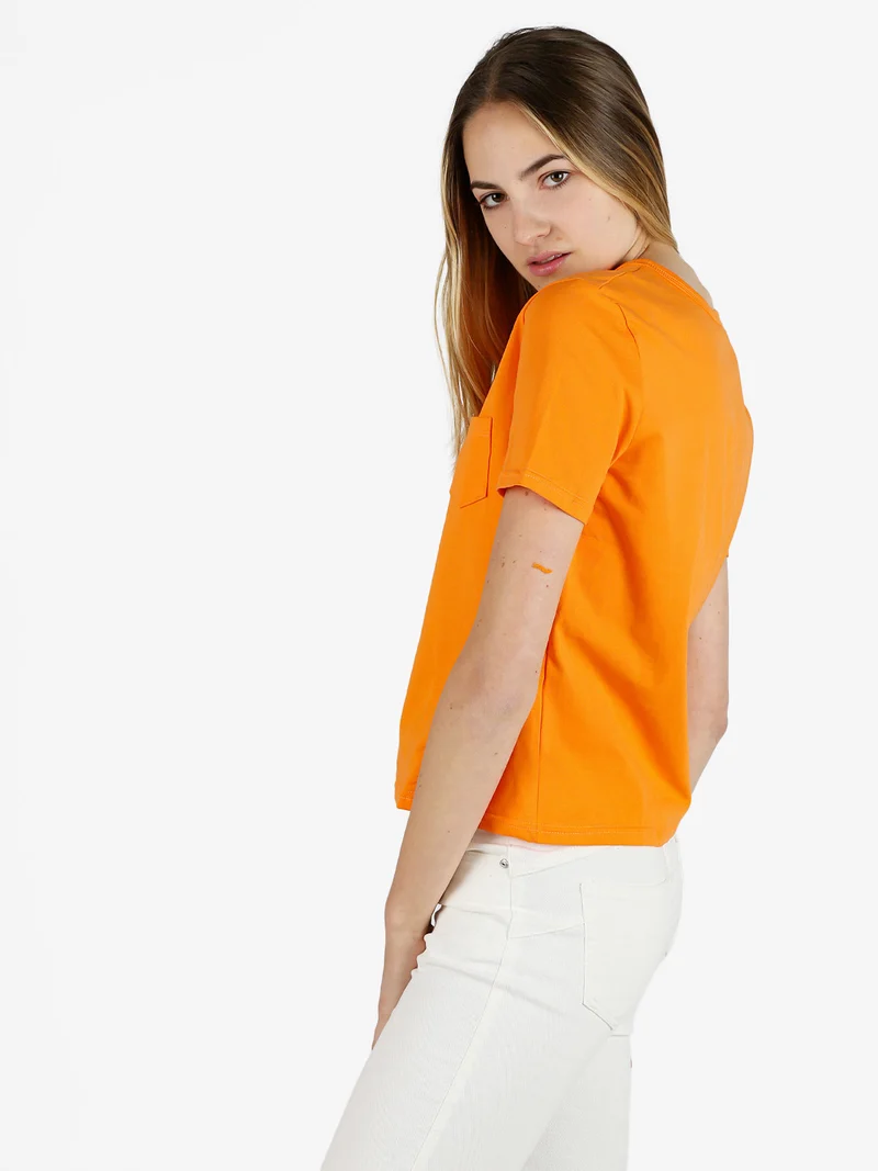 T-shirt donna con taschino - arancione