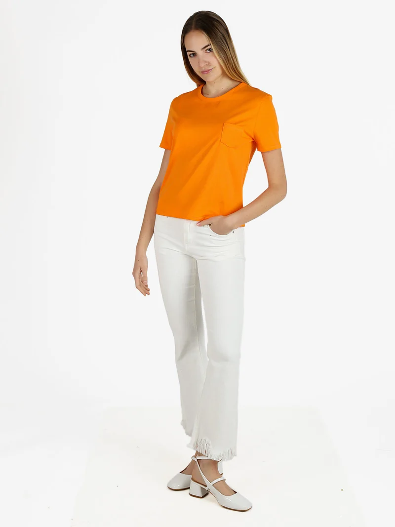 T-shirt donna con taschino - arancione