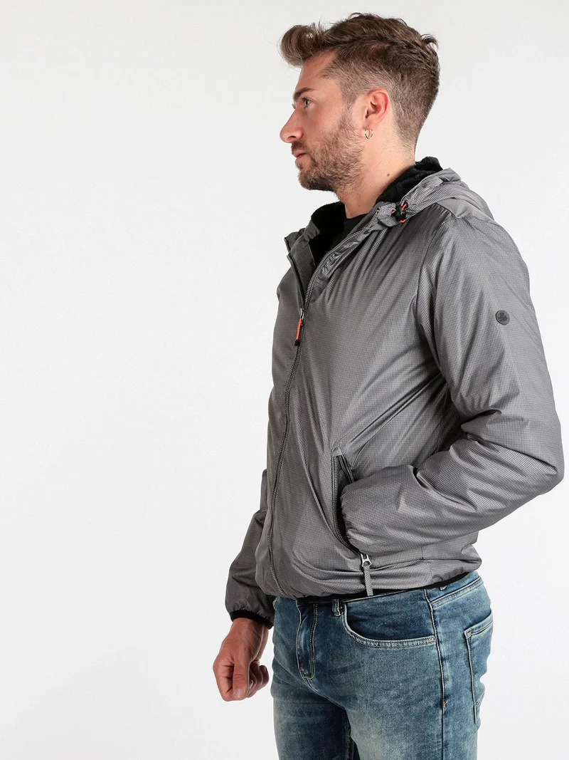 Giubbino uomo impermeabile con cappuccio - grigio