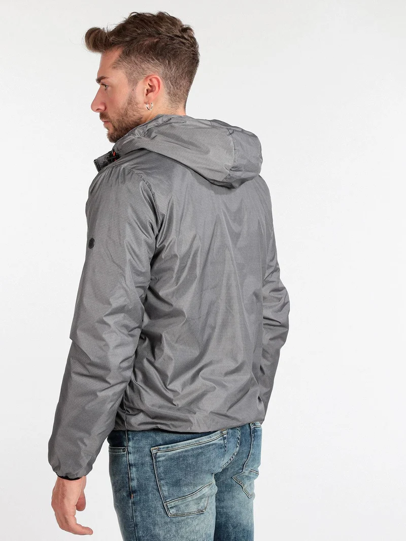 Giubbino uomo impermeabile con cappuccio - grigio
