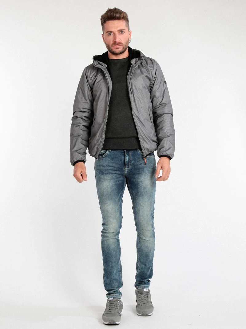 Giubbino uomo impermeabile con cappuccio - grigio