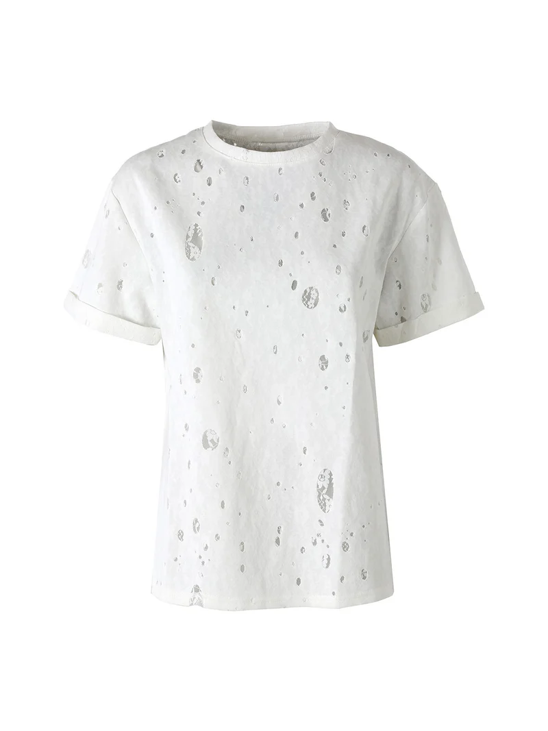 T-shirt donna con dettagli in pizzo - bianco
