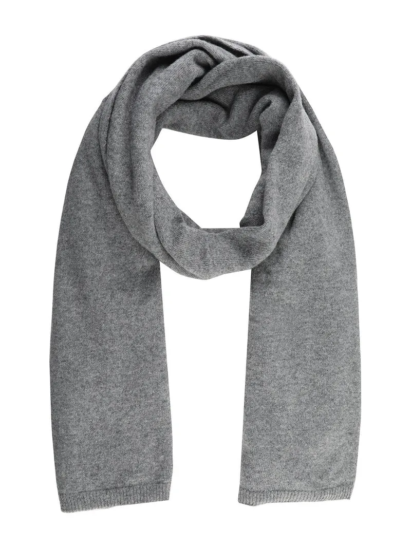 Sciarpa tinta unita in misto cashmere e lana - grigio
