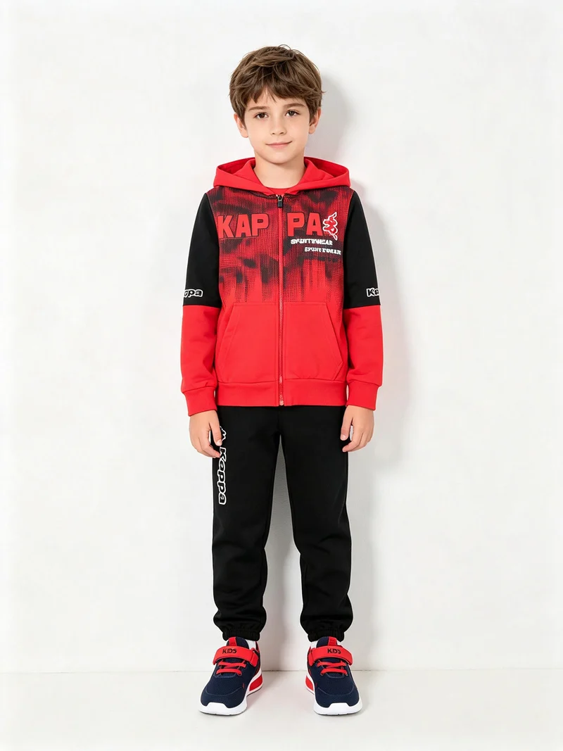 Completo tuta da bambino 2 pezzi full zip con cappuccio - rosso