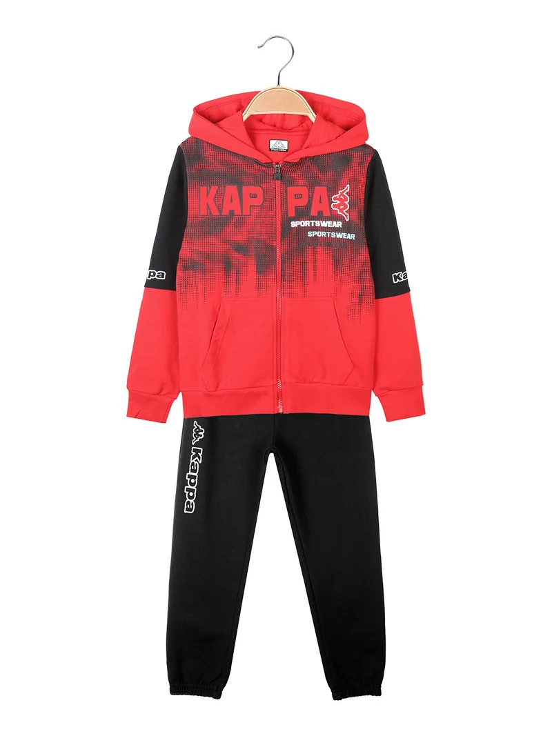 Completo tuta da bambino 2 pezzi full zip con cappuccio - rosso