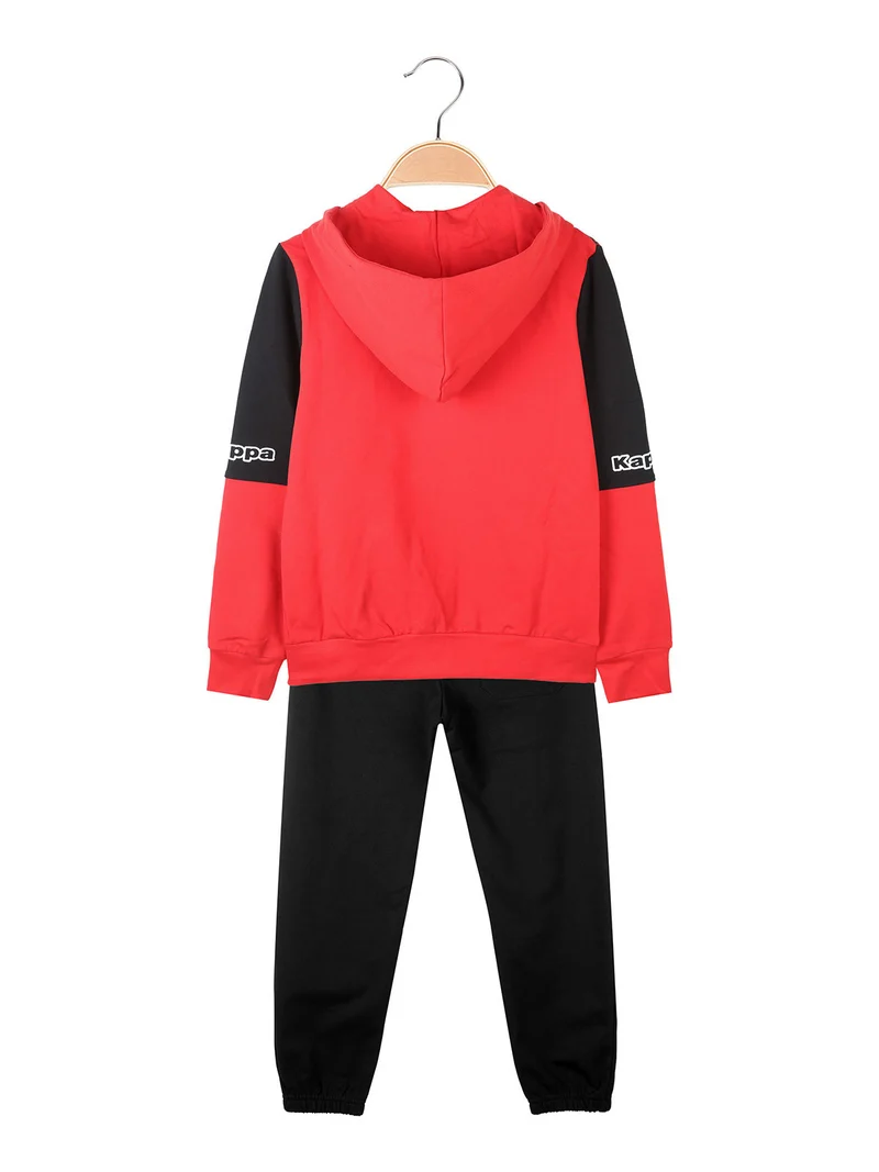 Completo tuta da bambino 2 pezzi full zip con cappuccio - rosso