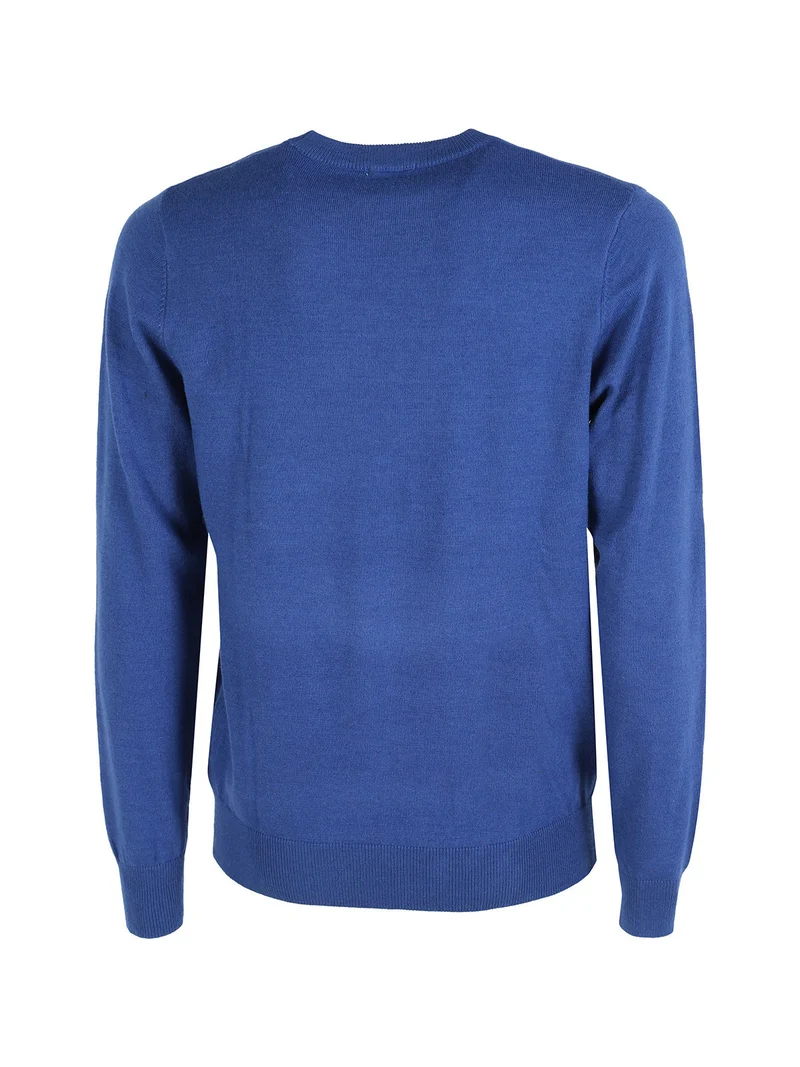 Pullover girocollo da uomo in maglia misto lana - blu