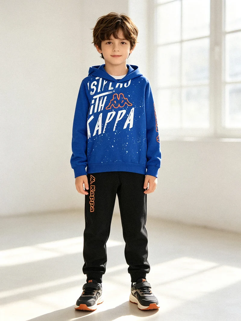 Completo tuta 2 pezzi da ragazzo con cappuccio e logo - blu