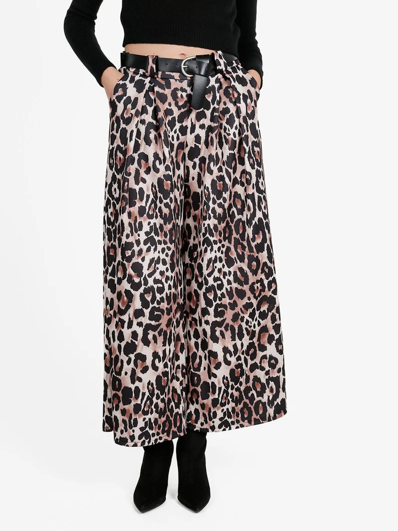 Pantaloni donna maculati a gamba larga - multicolore