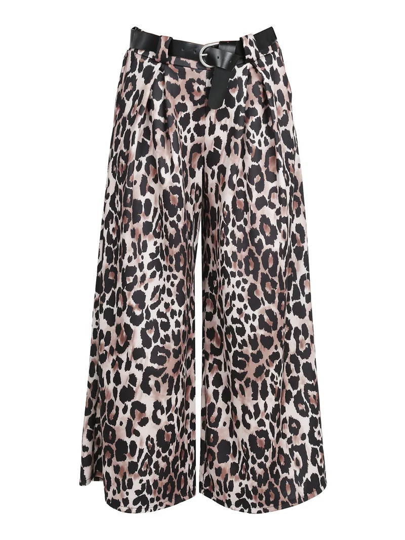 Pantaloni donna maculati a gamba larga - multicolore