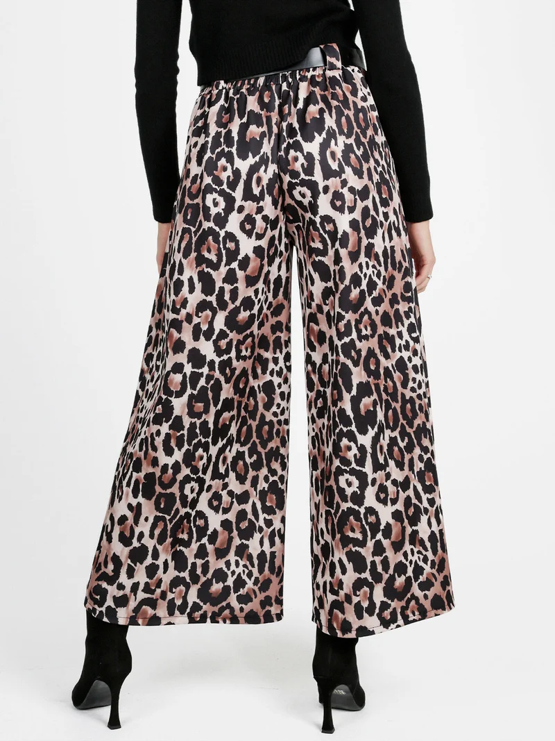 Pantaloni donna maculati a gamba larga - multicolore