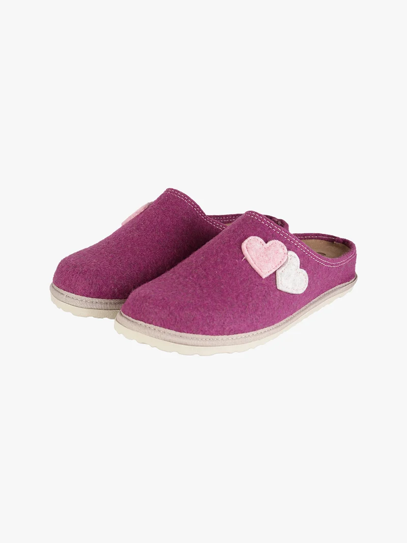 Pantofole donna cuori in feltro - porpora
