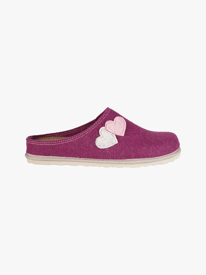 Pantofole donna cuori in feltro - porpora