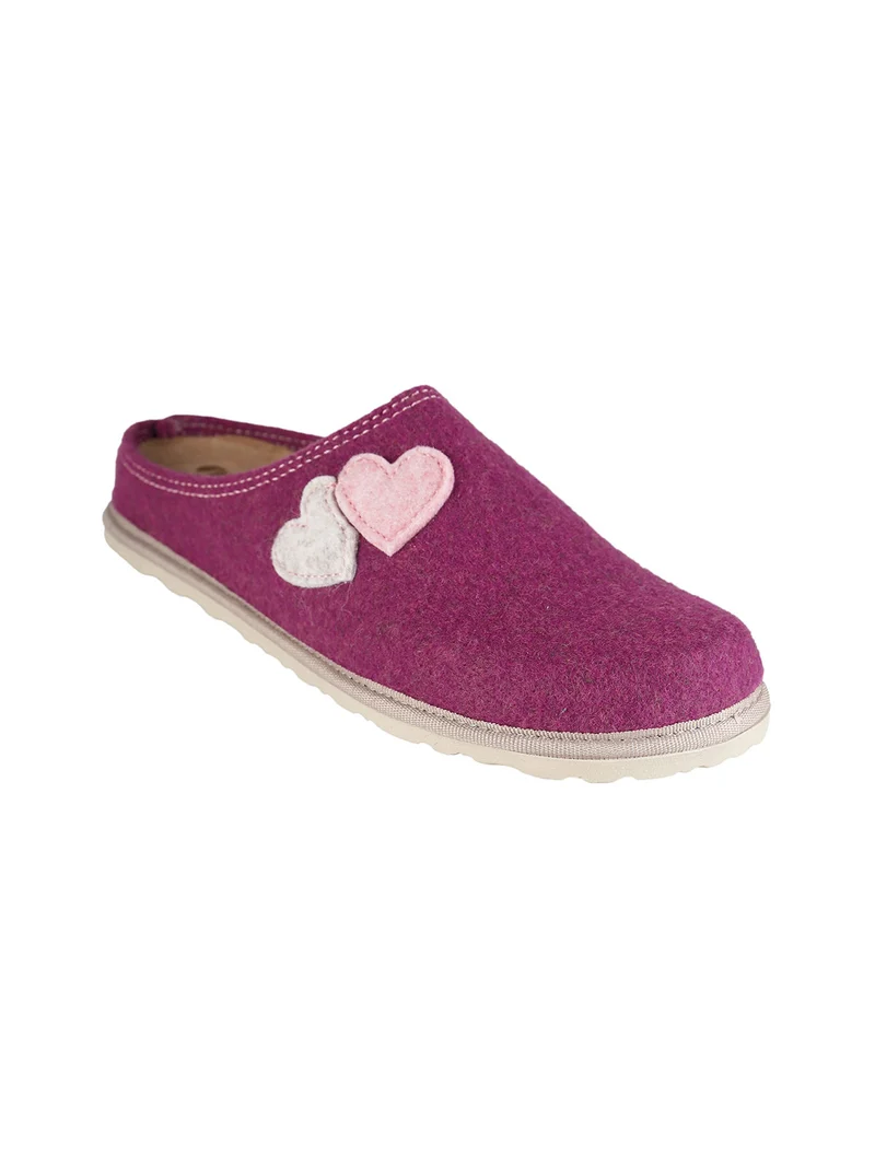 Pantofole donna cuori in feltro - porpora