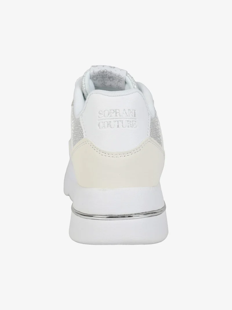 Sneakers donna stringate con zeppa - bianco