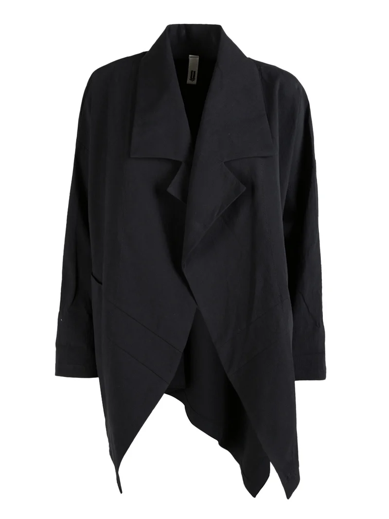 Trench donna aperto con spalle cadenti - nero