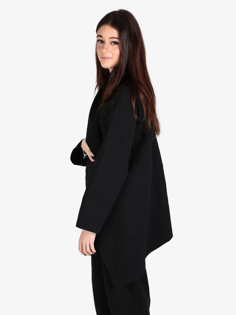 Trench donna aperto con spalle cadenti - nero
