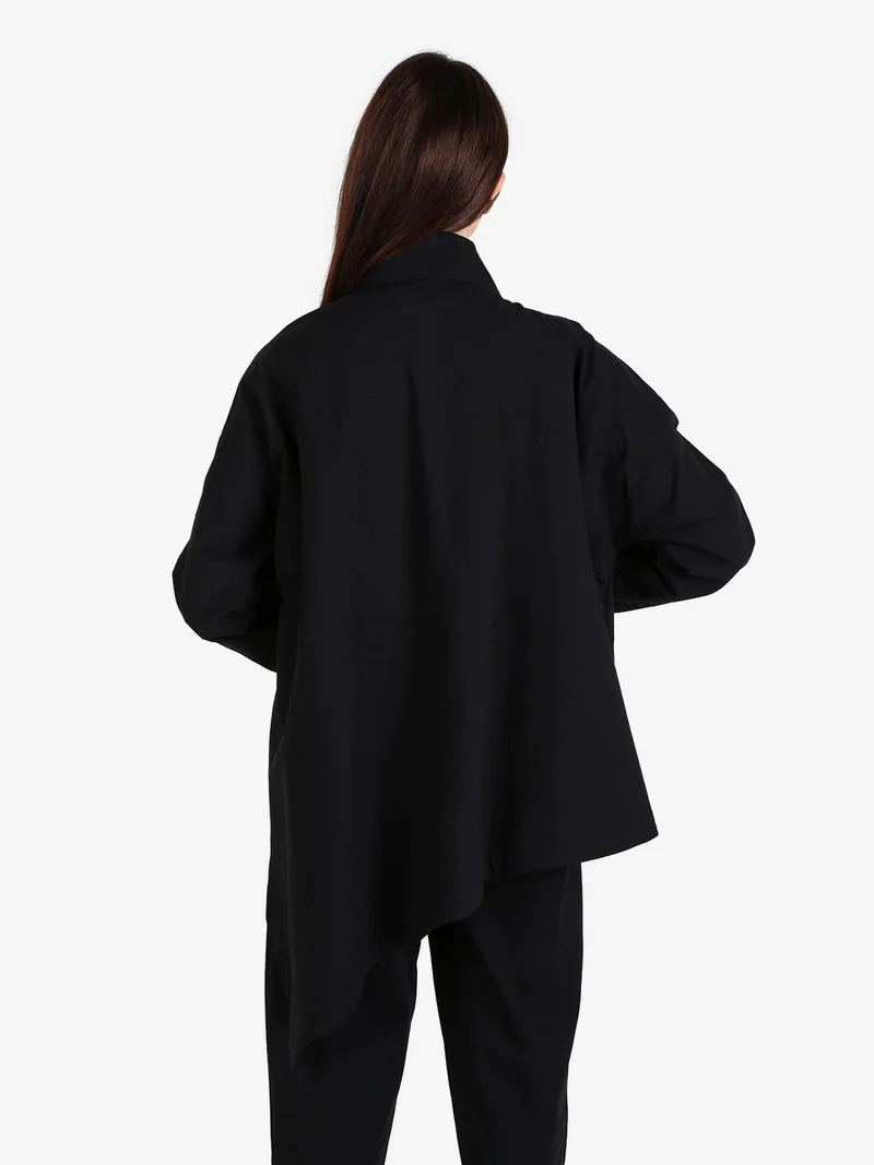Trench donna aperto con spalle cadenti - nero