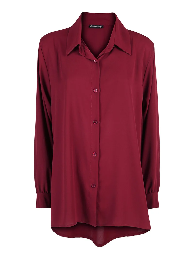 Camicia donna a maniche lunghe linea curvy - bordeaux