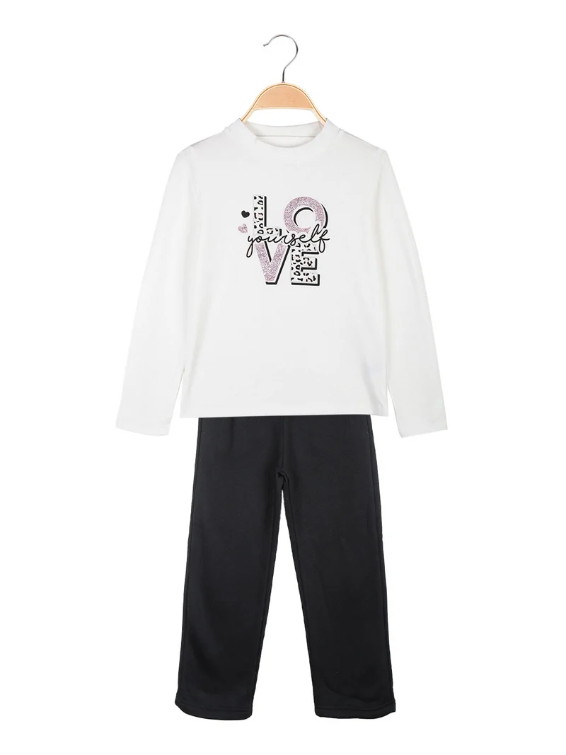 Completo 2 pezzi da bambina con maglia a lupetto - rosa
