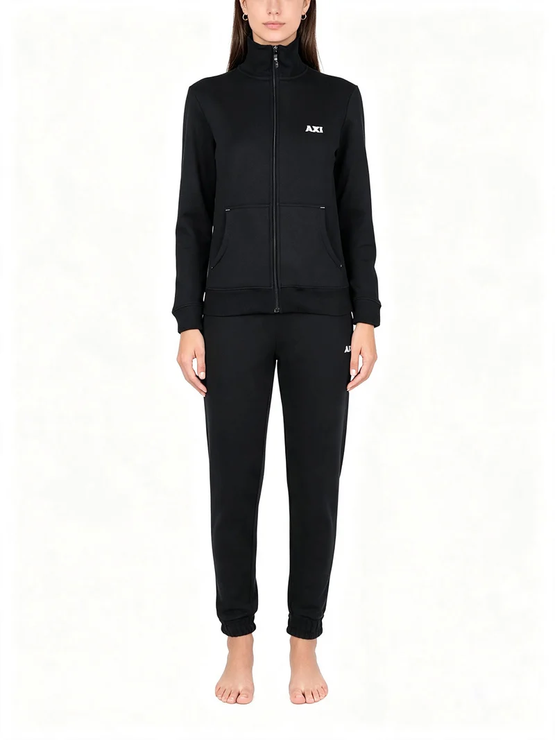 Tuta sportiva da donna felpata con zip - blu scuro
