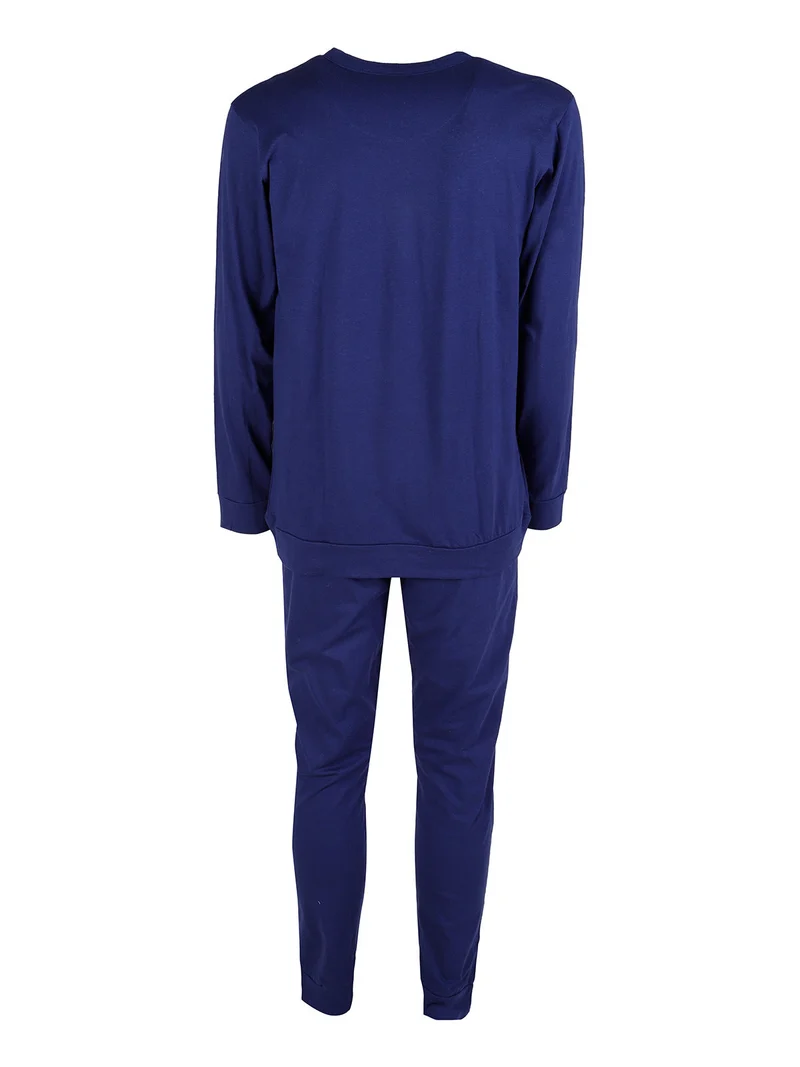 Pigiama uomo lungo in cotone - blu scuro