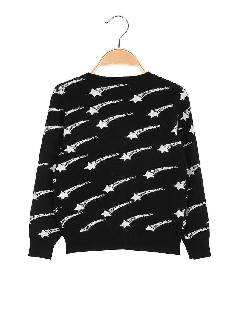 Cardigan da bambina in maglia con bottoni - nero