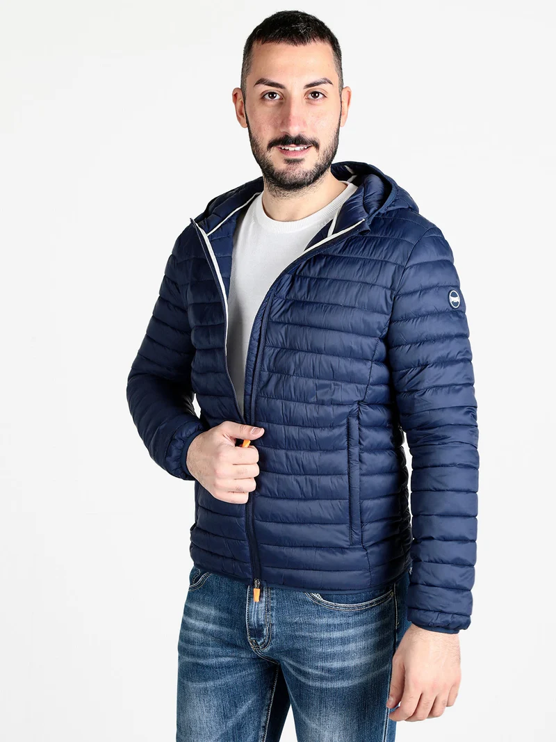 Giubbino da uomo 100 grammi con cappuccio e zip - blu scuro