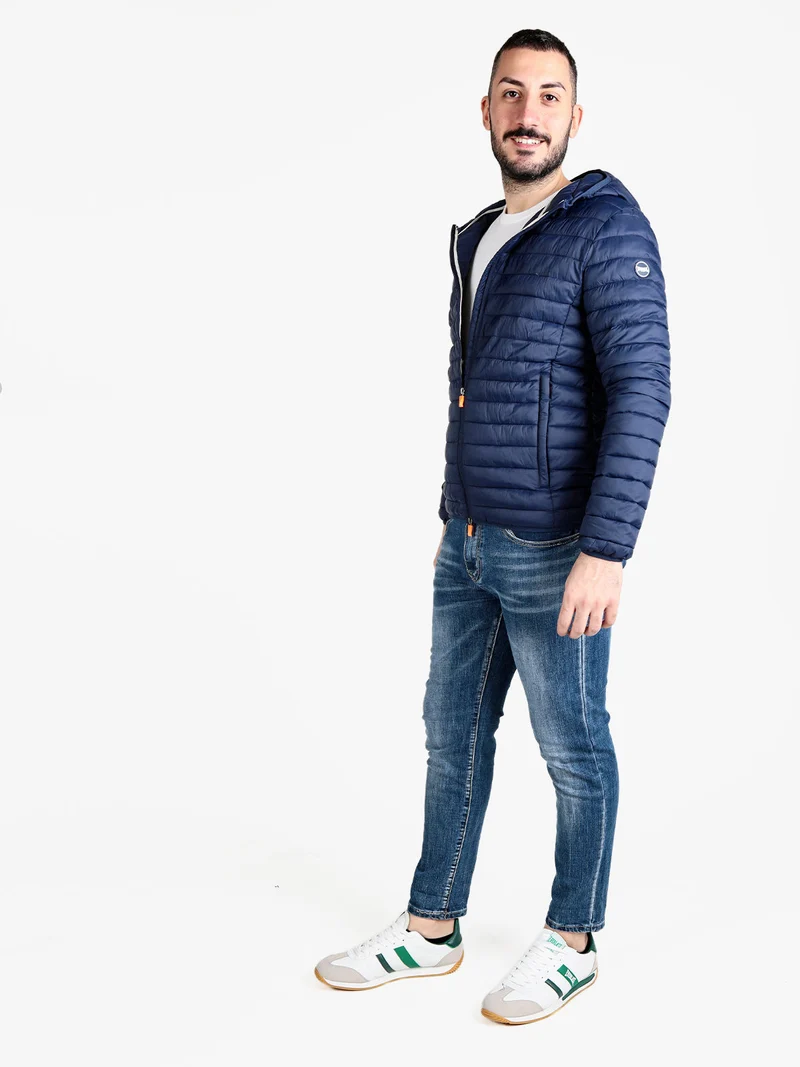 Giubbino da uomo 100 grammi con cappuccio e zip - blu scuro