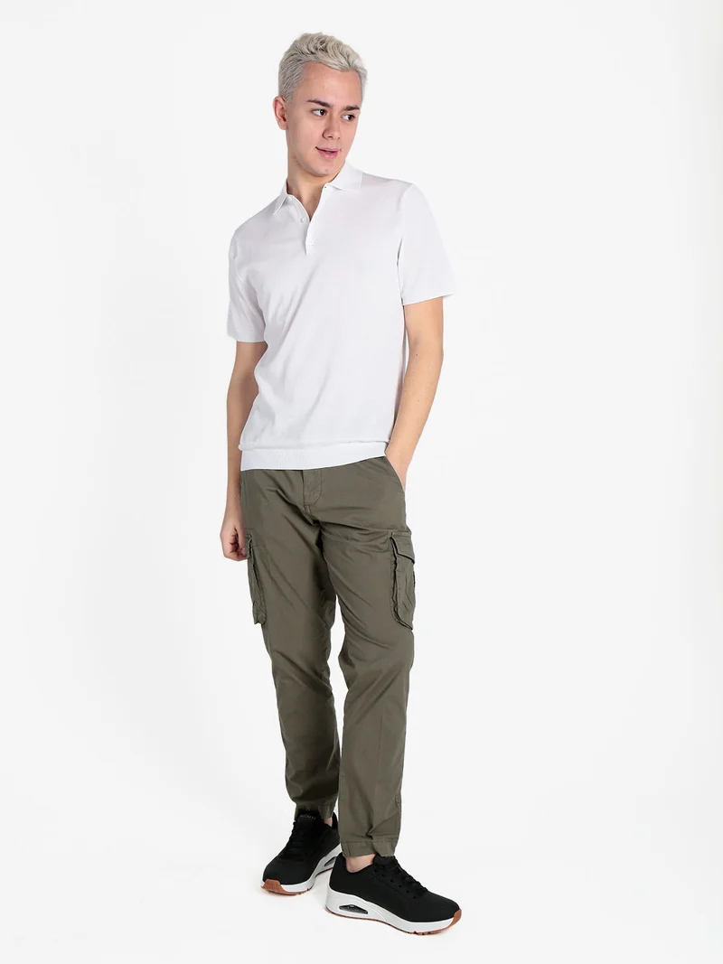 Polo da uomo in maglia extra fine a maniche corte - bianco