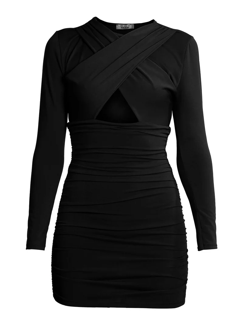 Vestito a tubino da donna manica lunga - nero