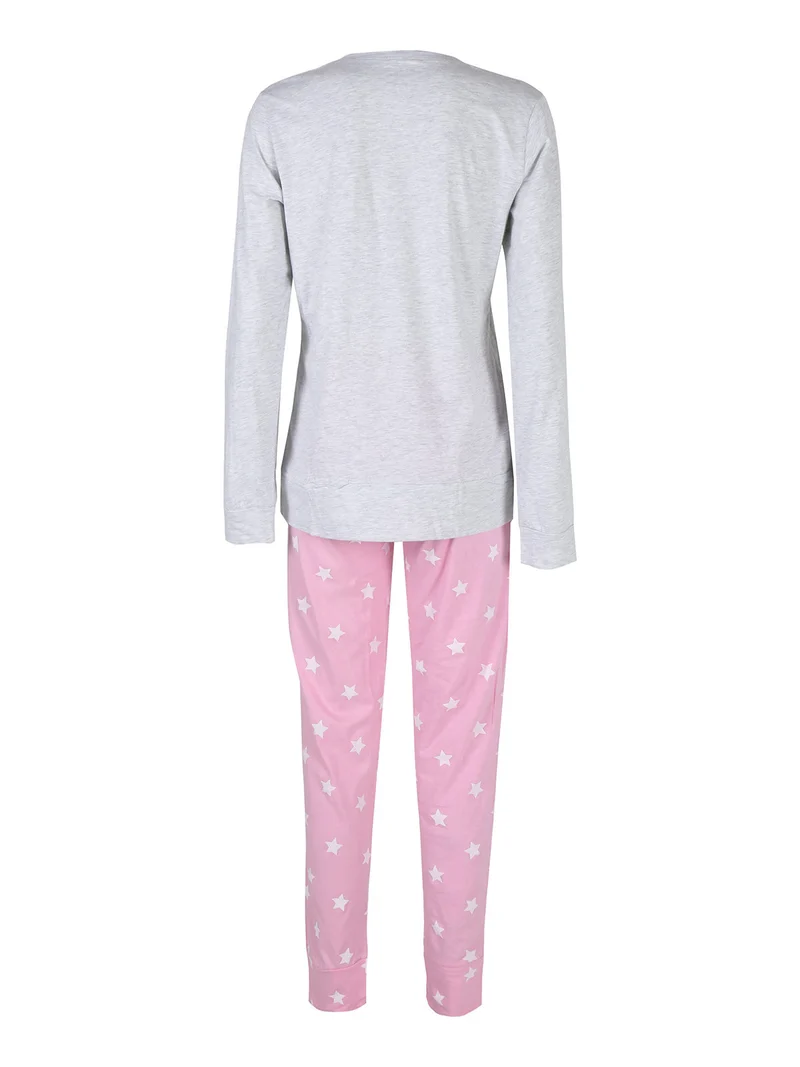 Pigiama lungo da donna in cotone - grigio
