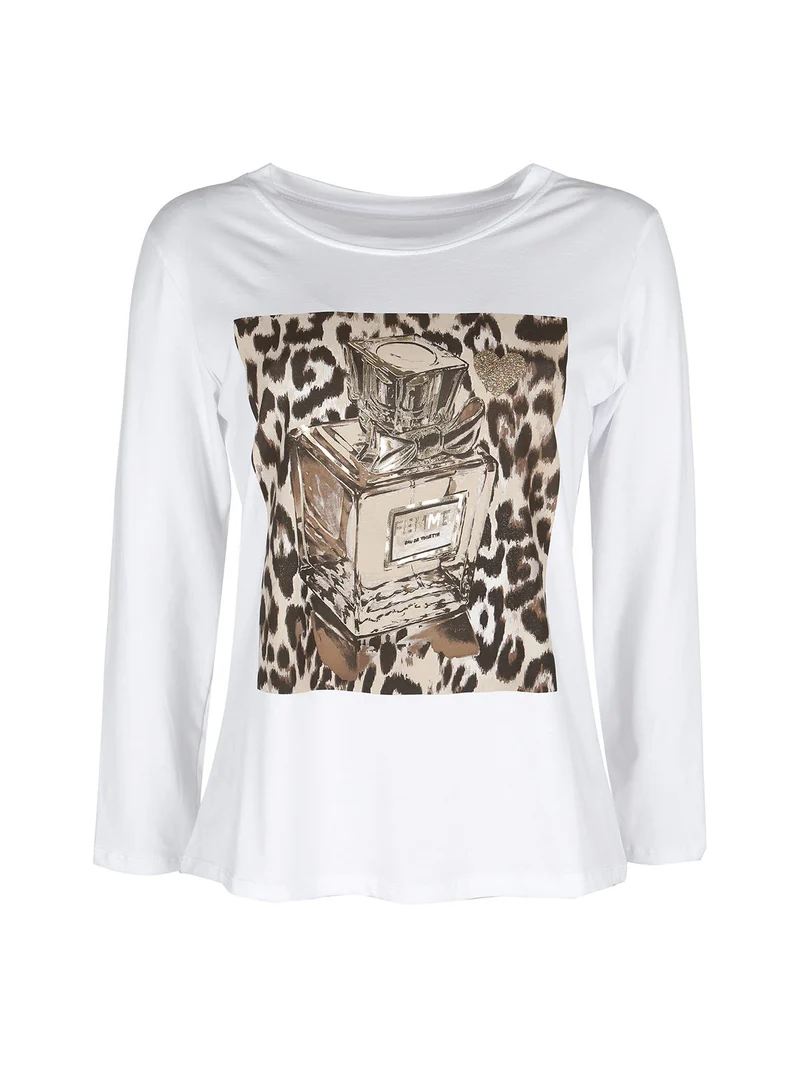 T-shirt donna a maniche lunghe in cotone - marrone