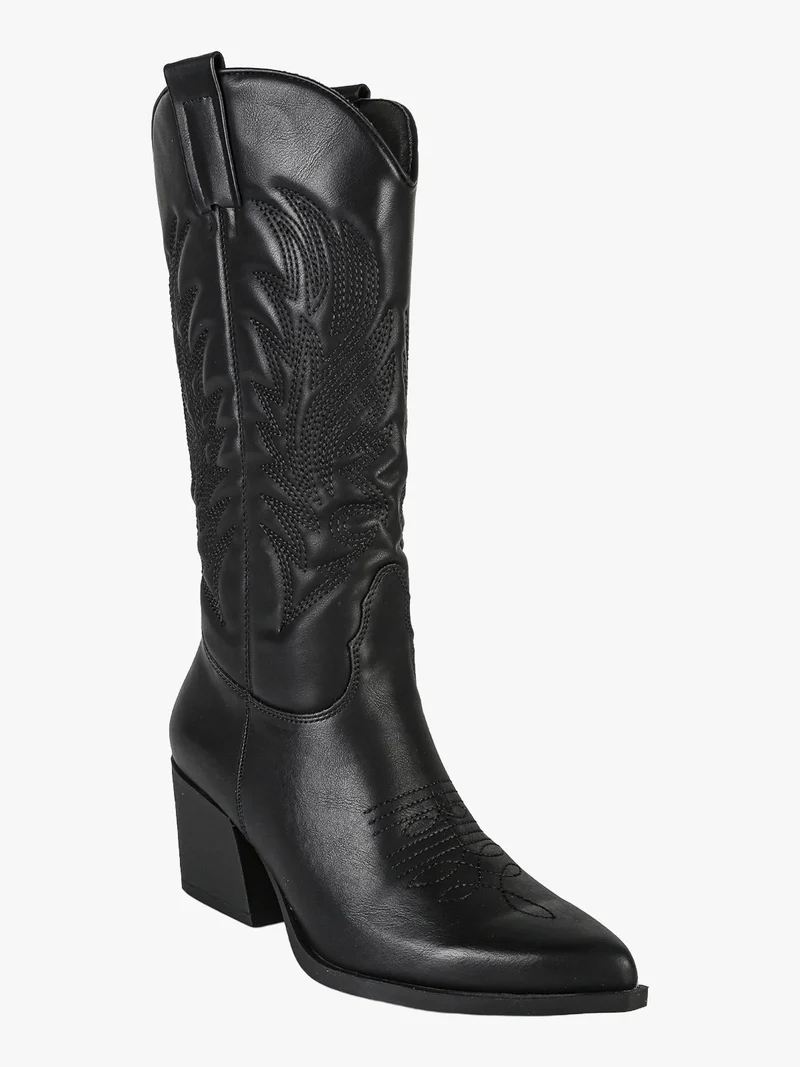 Stivali texani donna con ricami - nero