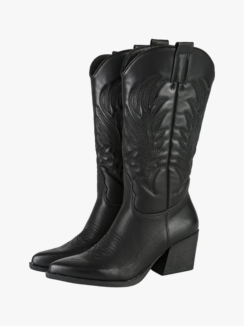 Stivali texani donna con ricami - nero