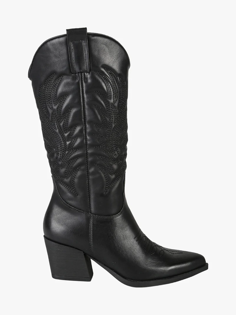 Stivali texani donna con ricami - nero