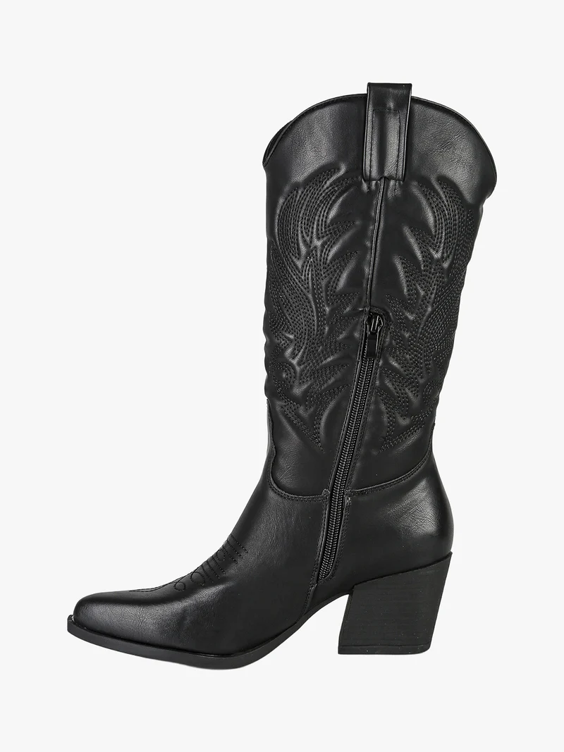 Stivali texani donna con ricami - nero