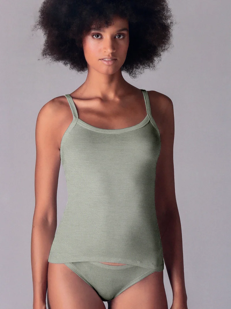 Canotta donna con spalline sottili - verde