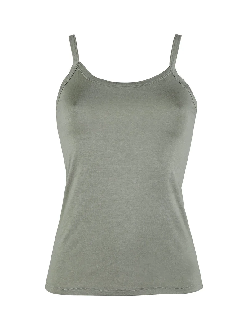 Canotta donna con spalline sottili - verde