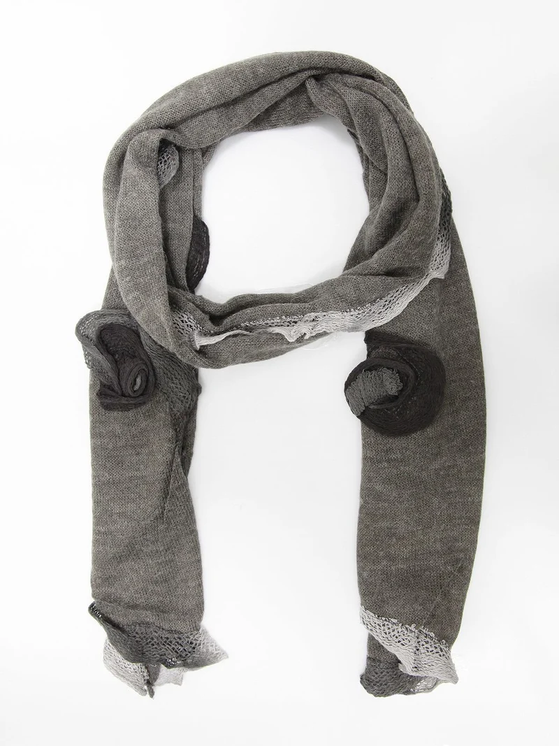 Sciarpa donna con ricami - grigio