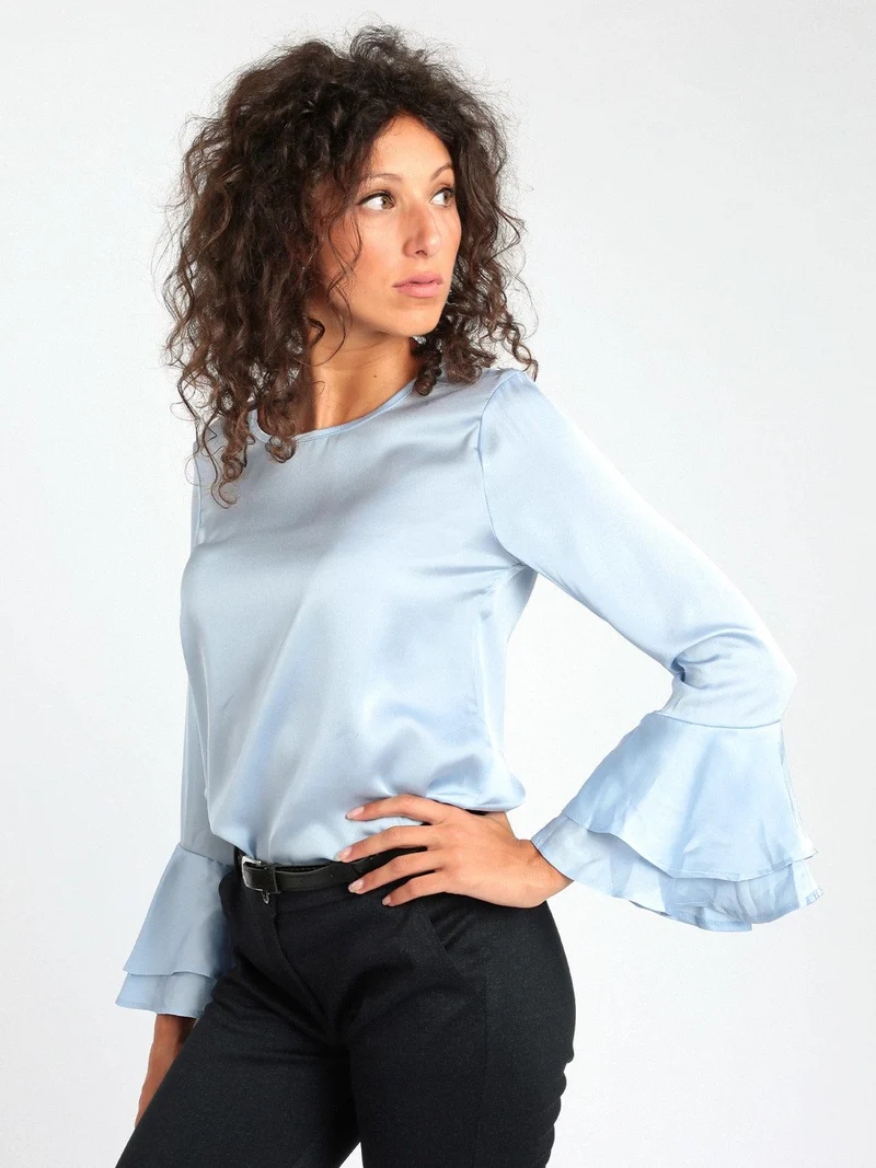 Camicetta donna con manica a campana - blu