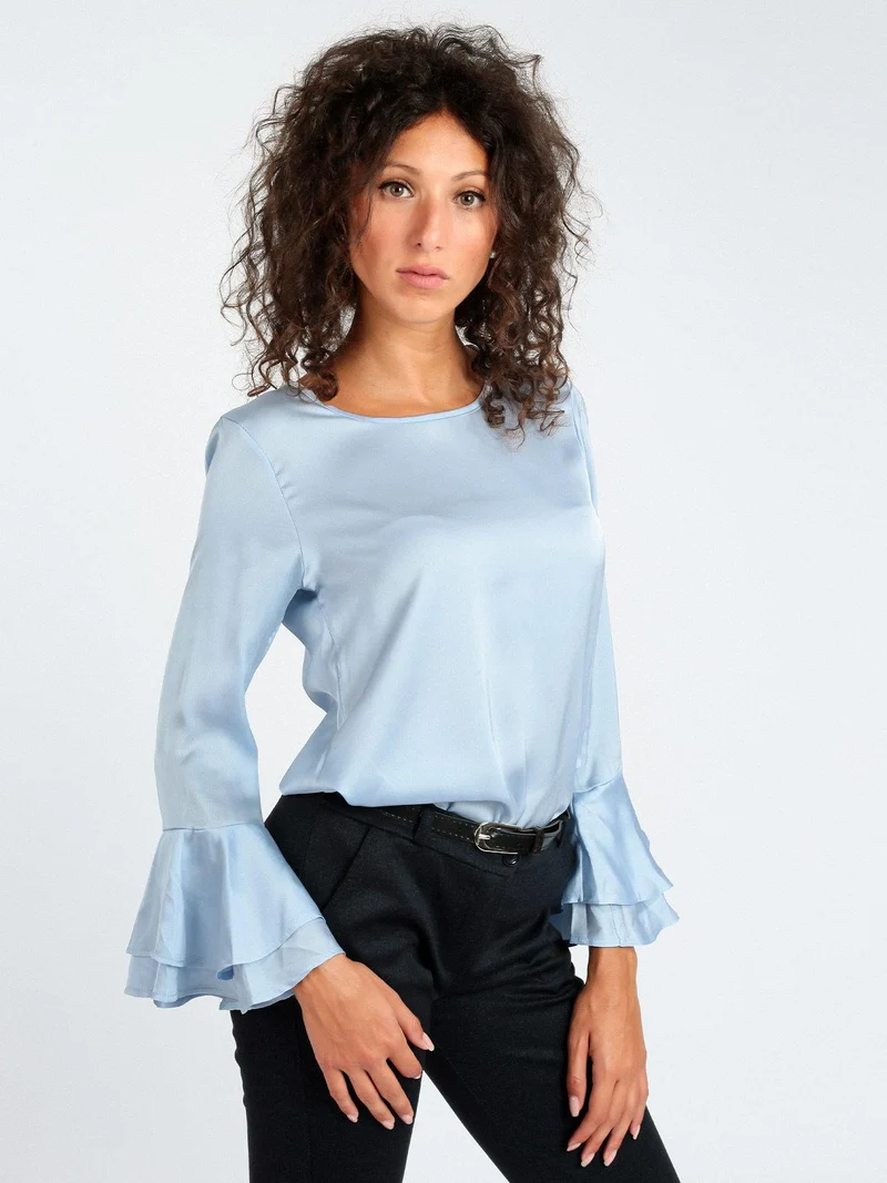 Camicetta donna con manica a campana - blu