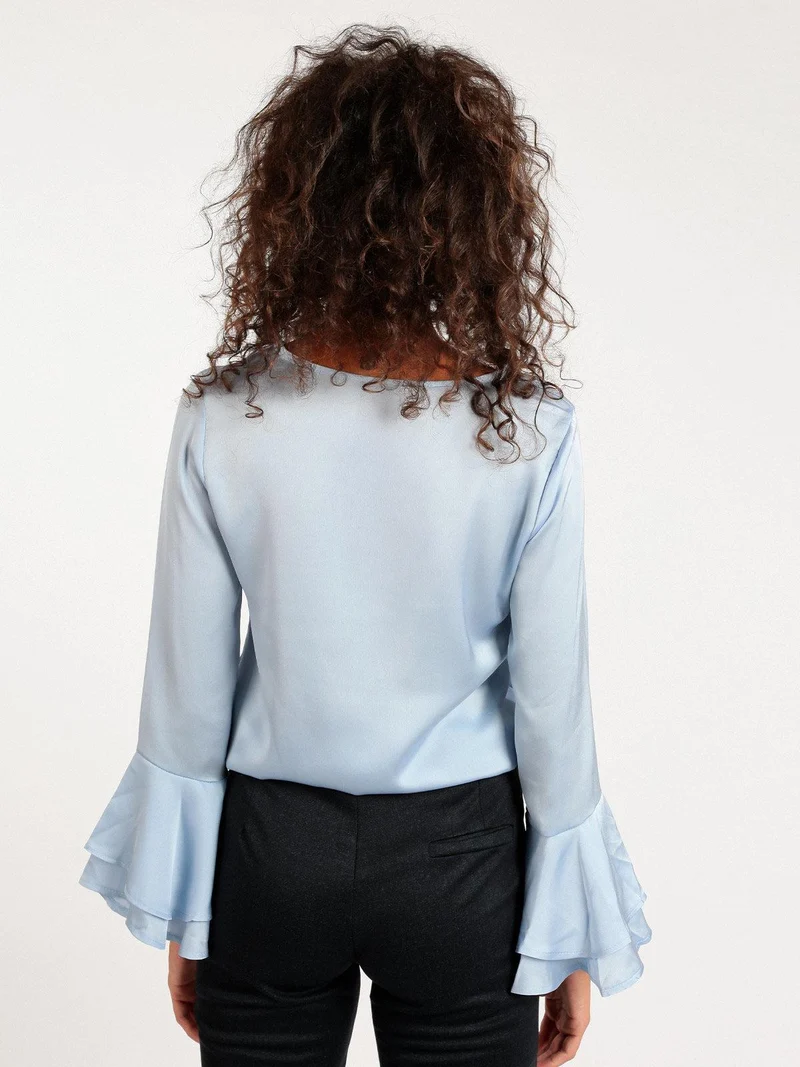 Camicetta donna con manica a campana - blu