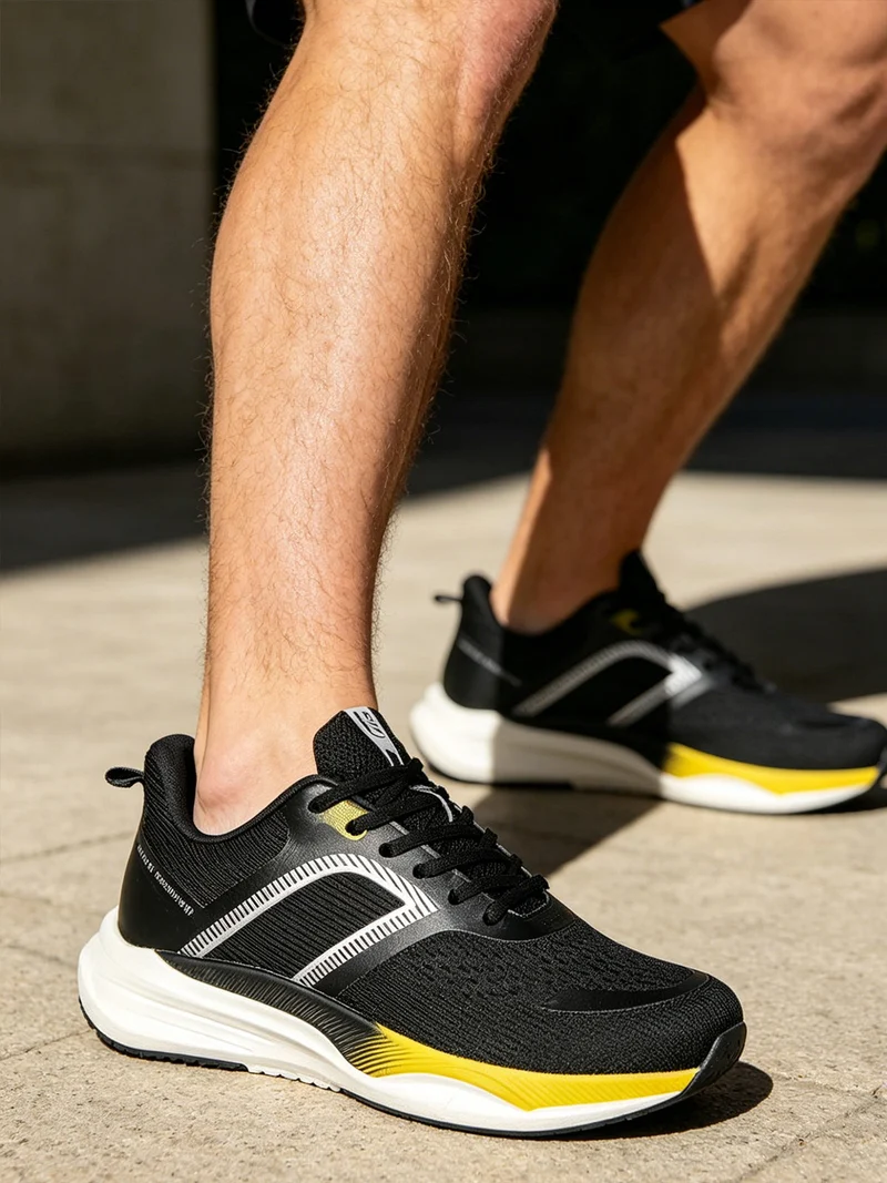 Sneakers sportive da uomo in maglia - nero