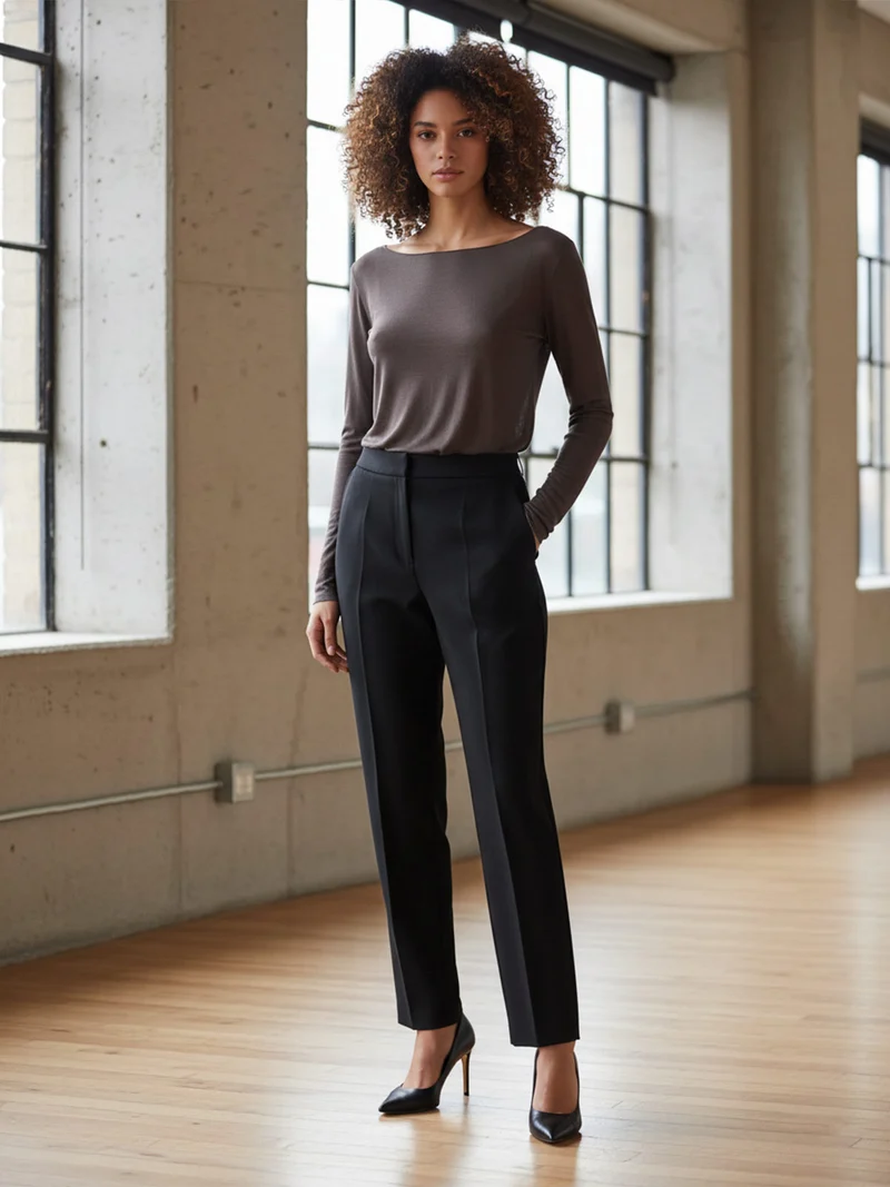 Maglia donna in misto cashmere a maniche lunghe - fango