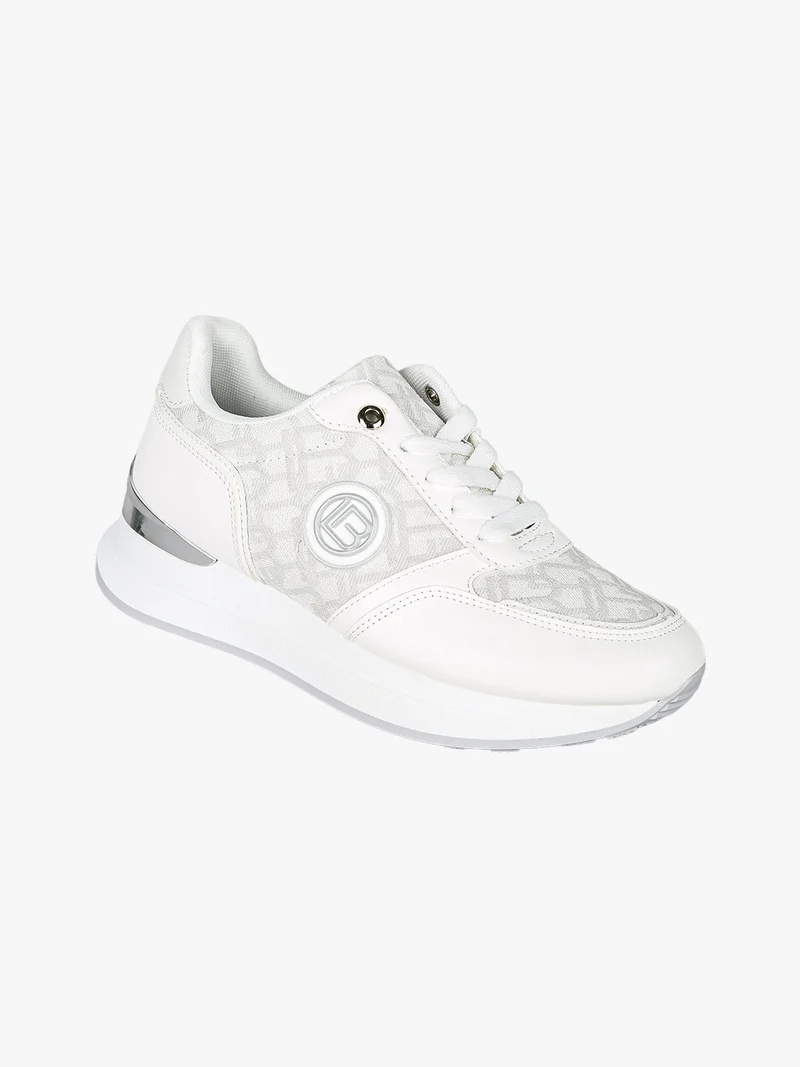 Sneakers donna stringate con platform - bianco