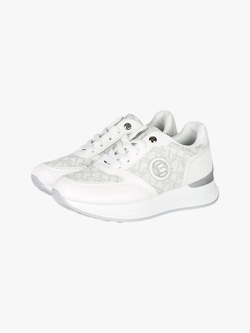 Sneakers donna stringate con platform - bianco